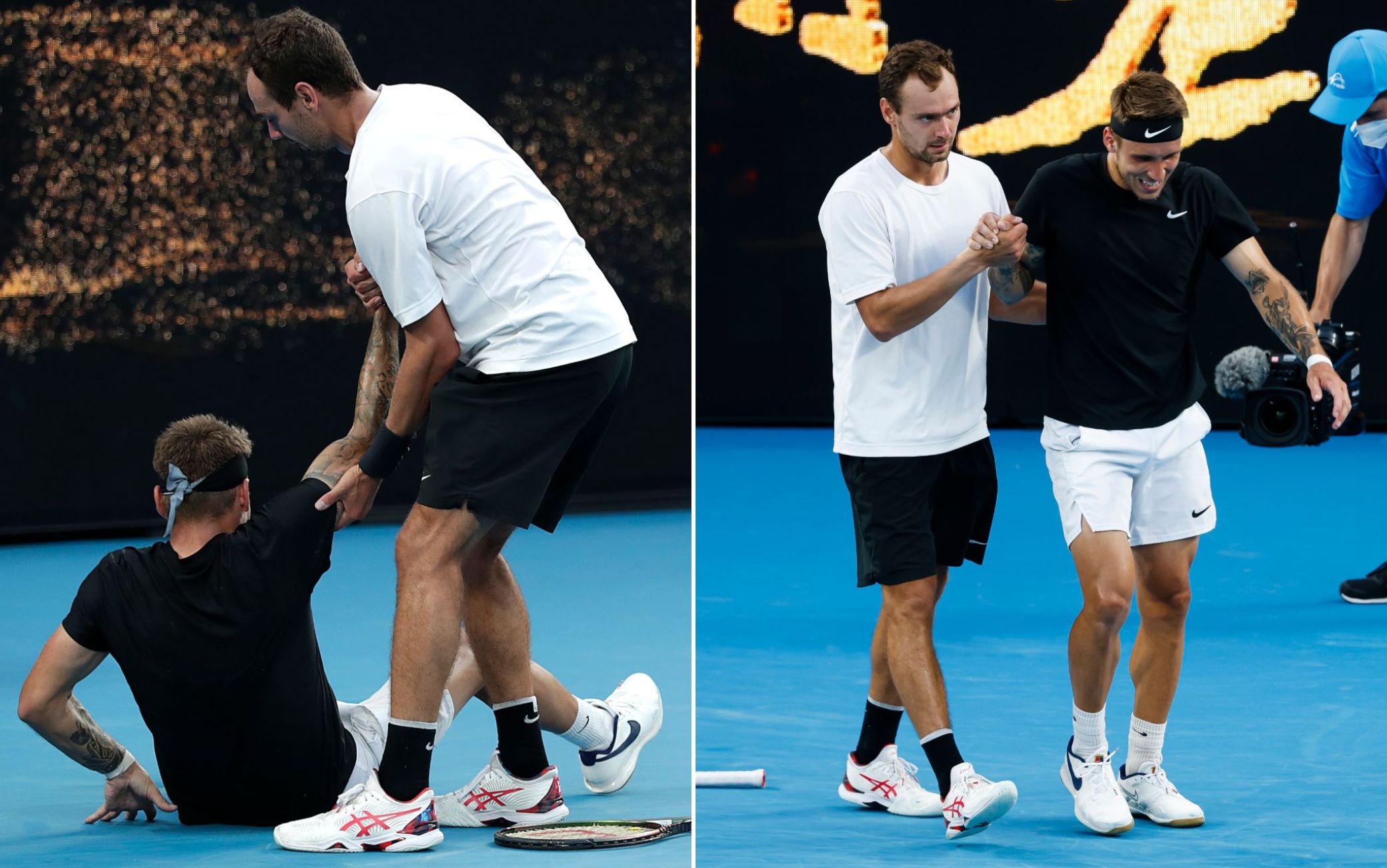 Australian Open, Molcan vince e si fa male: lo sconfitto Safiullin lo aiuta a rialzarsi Australian Open, Molcan vince e si fa male: lo sconfitto Safiullin lo aiuta a rialzarsi